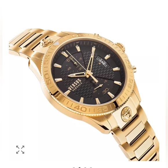 NWT Versus Versace Black and Gold Timepiece 46MM Griffith Chronograph - Picture 2 of 7